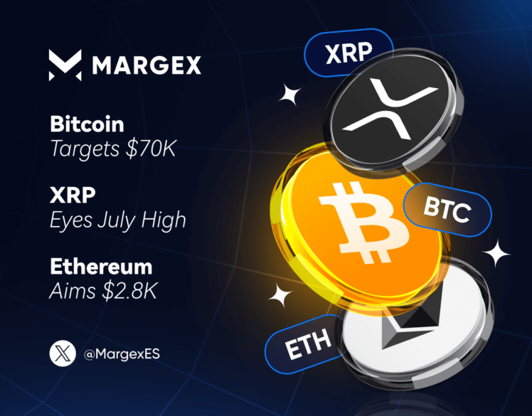Los alcistas de Bitcoin apuntan a los $70,000, XRP apunta a romper el máximo de julio y Ethereum apunta a los $2,817 en medio del aumento de las tarifas